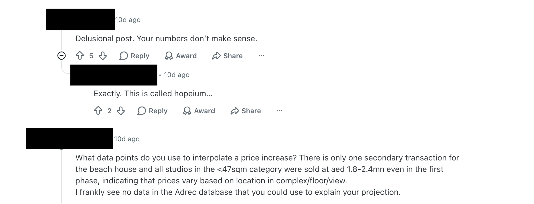 Reddit: delusional post criticism