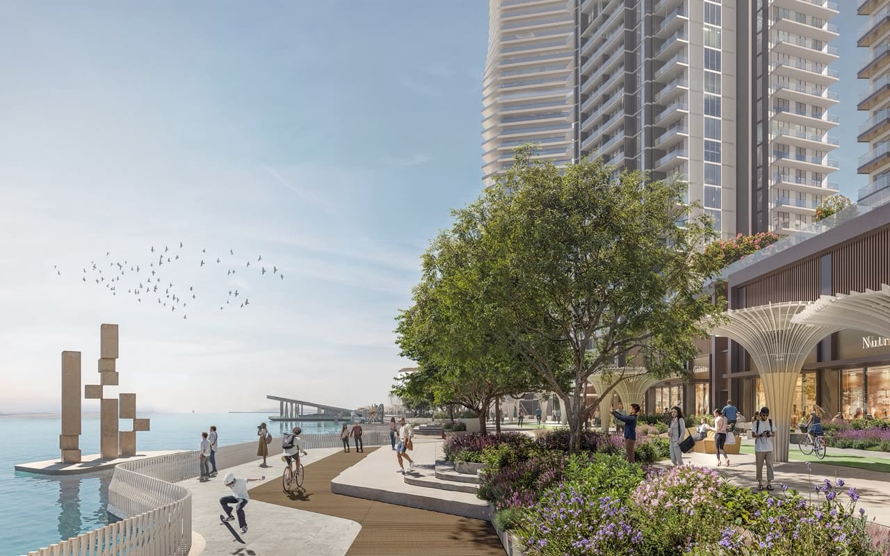 Waterfront promenade by day